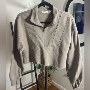 Garage Beige Half-Zip Sweatshirt